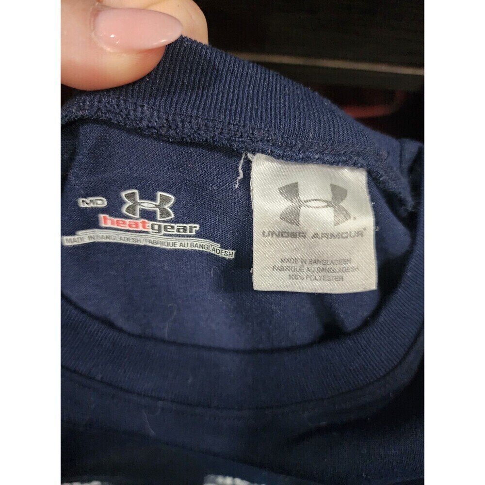 Under Armour Mens Heatgear Navy Blue & Gray Shirt Size Medium - Picture 6 of 6